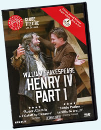 DVD box cover with Falstaff and Hal greeting each other